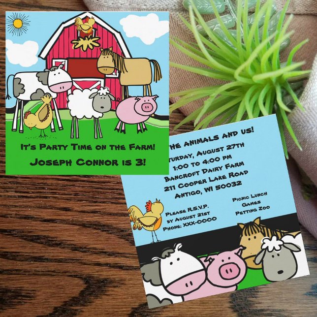 Tema de granja Invitaciones personalizadas de cump (Subido por el creador)