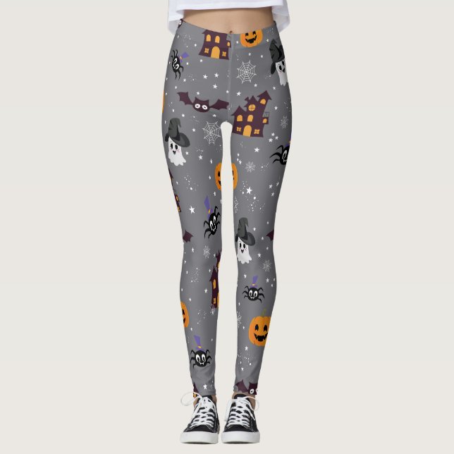 Tema de Halloween Gray Spooky Leggings (Anverso)