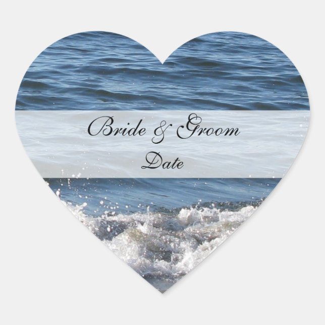 Tema de Heart Beach Save the Date Pegatinas (Anverso)