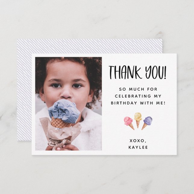 Tema De Ice Cream Gracias Tarjeta De Foto (Anverso / Reverso)