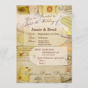 Tema de invitación a boda de destino en crema
