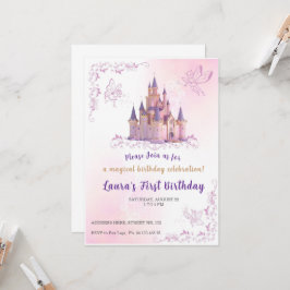 Tema de invitación de pequeña princesa. Fiesta de