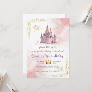 Tema de invitación de pequeña princesa. Fiesta par