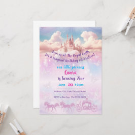Tema de invitación de pequeña princesa. Fiesta par