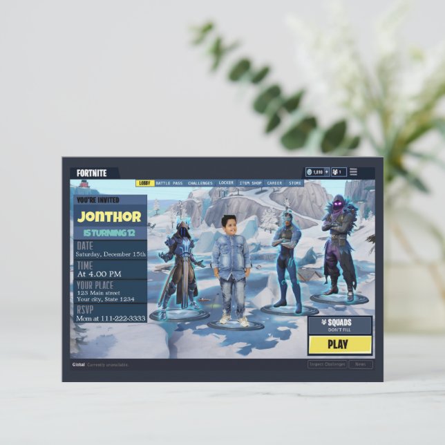 Tema de juego Invitación (Anverso de pie)