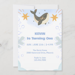 Tema de la ballena de Cute Primera Invitación de C