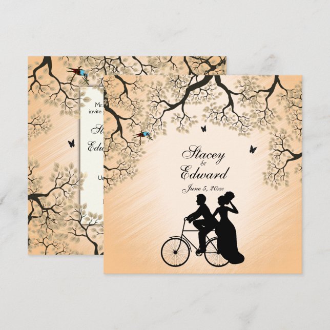 Tema de la bicicleta Boda Invitación al atardecer (Anverso / Reverso)