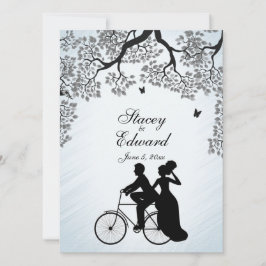 Tema de la bicicleta Invitación a la boda cielo az