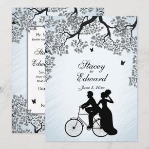 Tema de la bicicleta Invitación a la boda cielo az