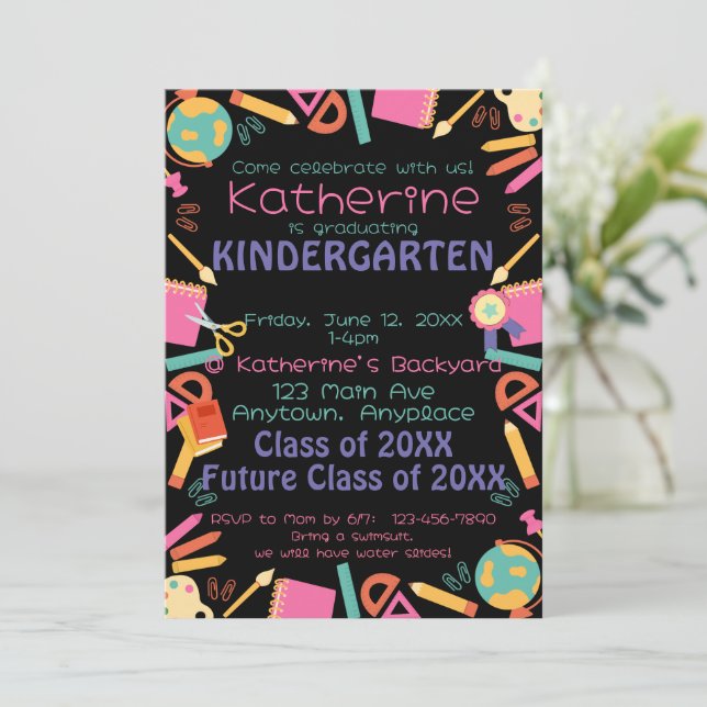 Tema de la Escuela de Invitación a la Graduación (Anverso de pie)