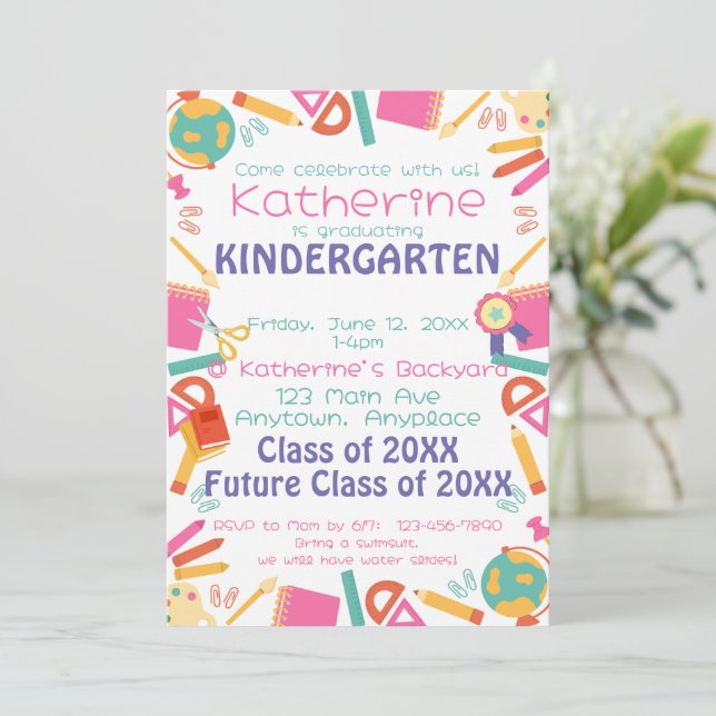 Tema de la Escuela de Invitación a la Graduación (Anverso de pie)