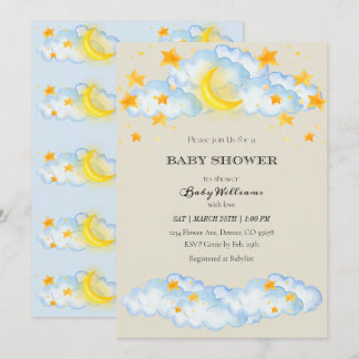 Tema de la Luna de Invitación de Baby Shower y las
