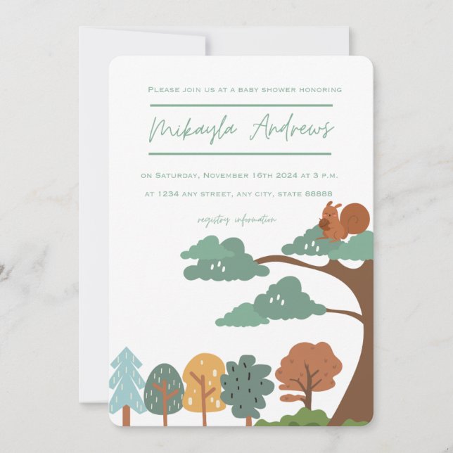 Tema de la naturaleza Invitación a la ducha para b (Anverso)