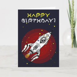 Tema de la nave espacial Tarjeta de cumpleaños fel