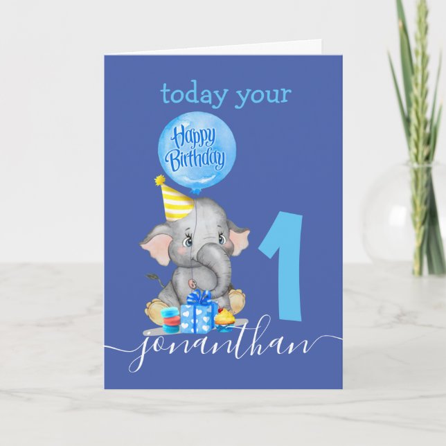 tema de la tarjeta de cumpleaños 1 niño (Anverso)