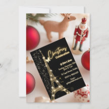 Tema de la Torre Eiffel - Invitación a los Navidad