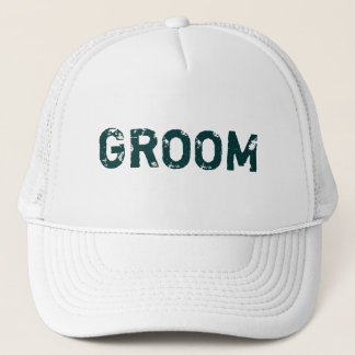 Tema de letras verde azuladas blancas Groom gorra