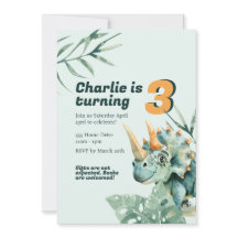 Tema de los dinosaurios de la invitación de cumple