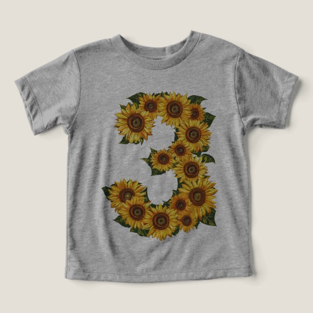 Tema de los girasoles número 3 Niñas de 3 años (Diseño delantero )