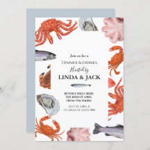 Tema de los mariscos de la invitación del fiesta