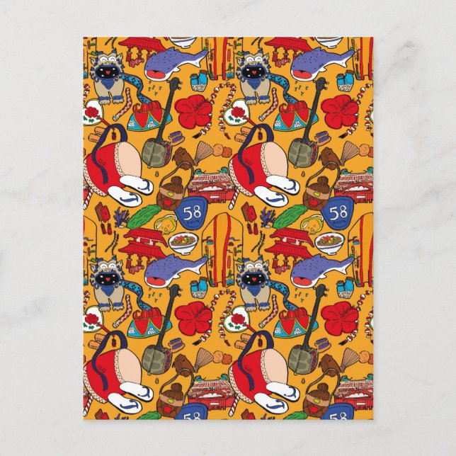 Tema de Okinawa ilustracion de china 沖 postal 縄 (Anverso)