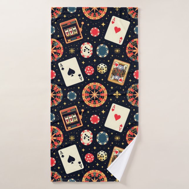 tema de patrón de casino en negro (Toalla de baño)