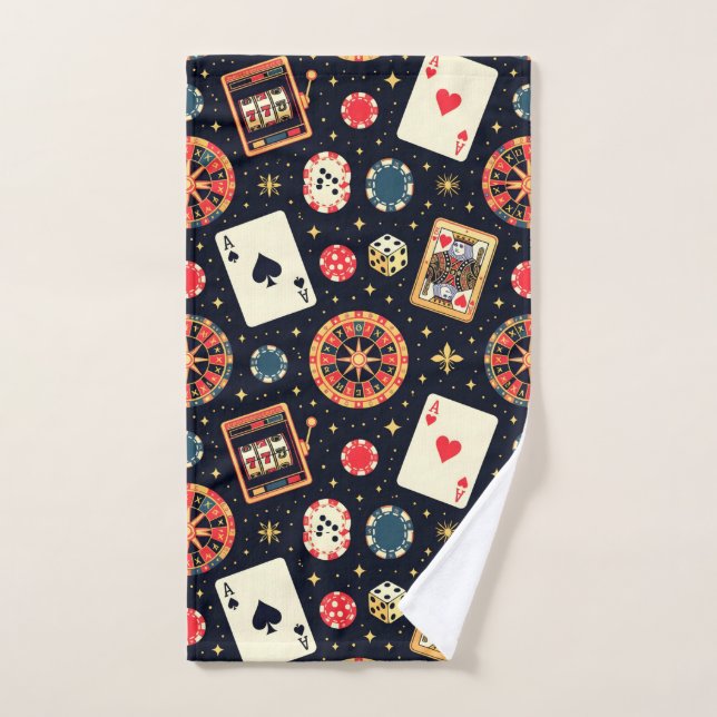 tema de patrón de casino en negro (Toalla de mano)