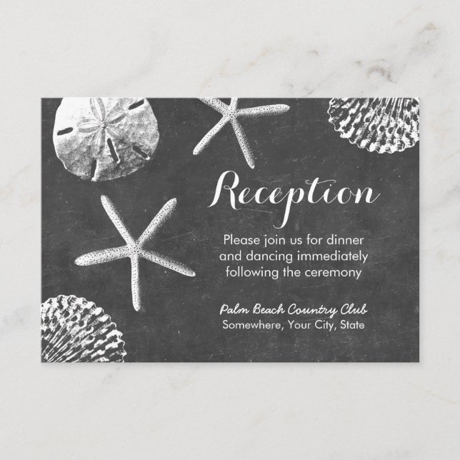 Tema de playa de pizarra Recepción de boda con con (Anverso)