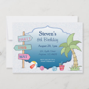 Tema de playa Invitación de Personalizado de cinco