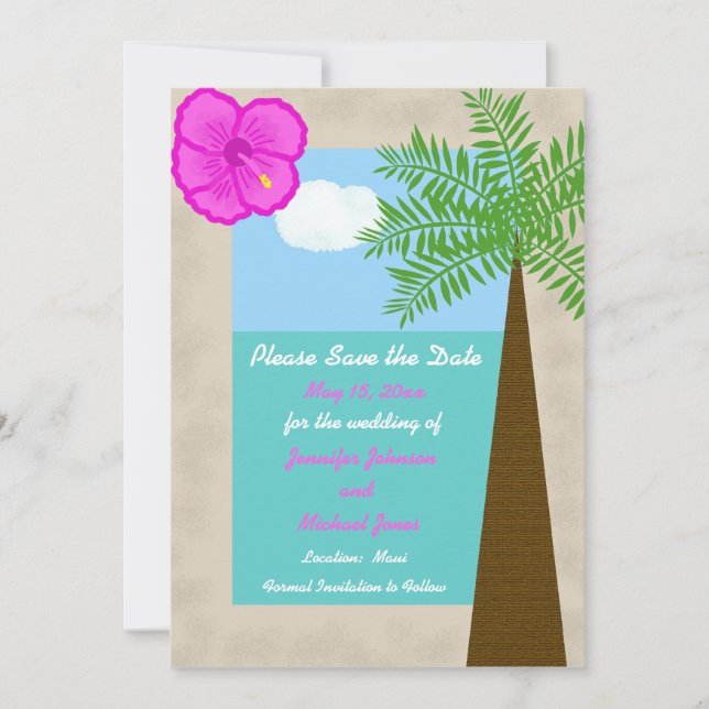 Tema de playa tropical Guardar la invitación de fe (Anverso)