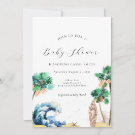 Tema de playa tropical Invitación Baby Shower Unis