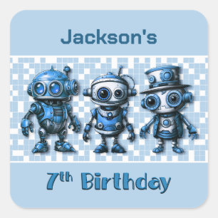 Tema de Robot 7 Sellos para sobres de invitación d