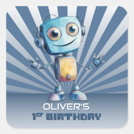 Tema de Robot Primer Sello para sobres de cumpleañ