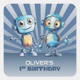 Tema de Robot Primer Sello para sobres de cumpleañ
