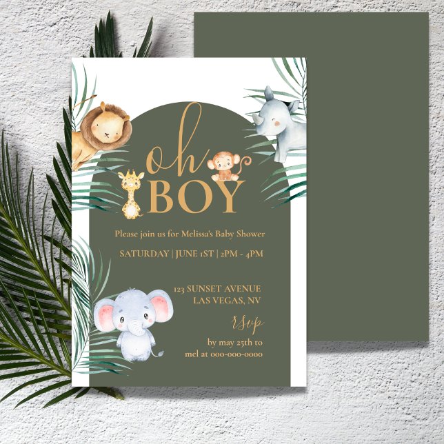 Tema de Safari Oh Boy Invitación de Baby Shower (Subido por el creador)