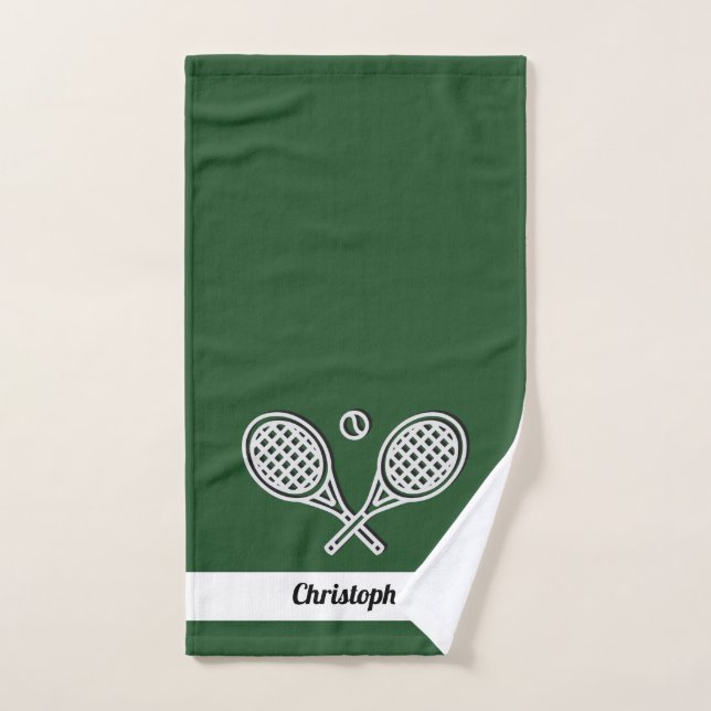 Tema de tenis personalizado con monograma de nombr (Toalla de mano)