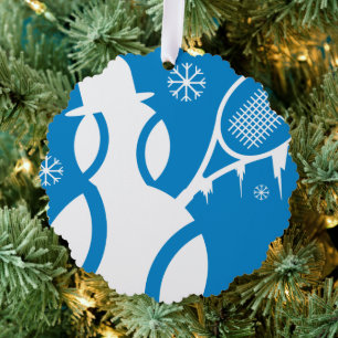 Tema de tenis Tarjeta de adorno navideño con sobre
