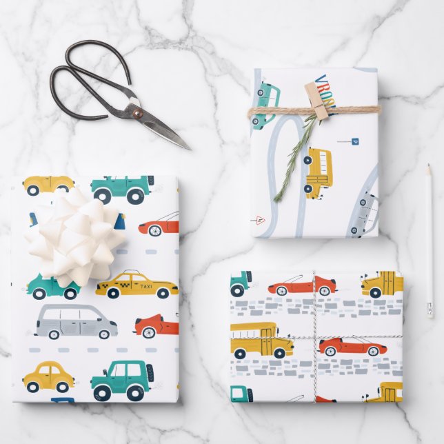 Tema de transporte Papel de ajuste de cumpleaños (Anverso)