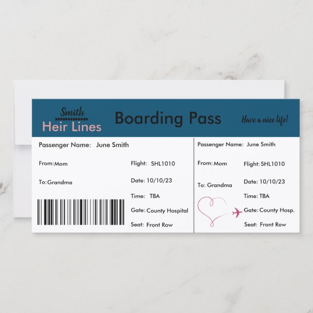 Tema de viaje de tarjeta de Invitación de embarazo (Anverso)