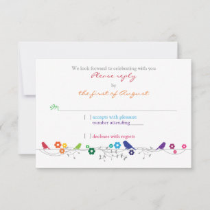 Tema del arcoiris Aves Flores Boda Respuesta RSVP