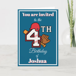 Tema del béisbol Feliz 4ª Invitación al cumpleaños