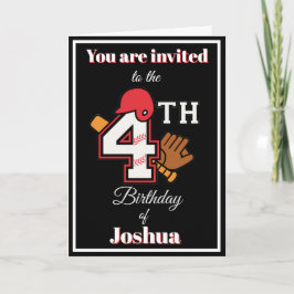 Tema del béisbol Feliz 4ª Invitación al cumpleaños