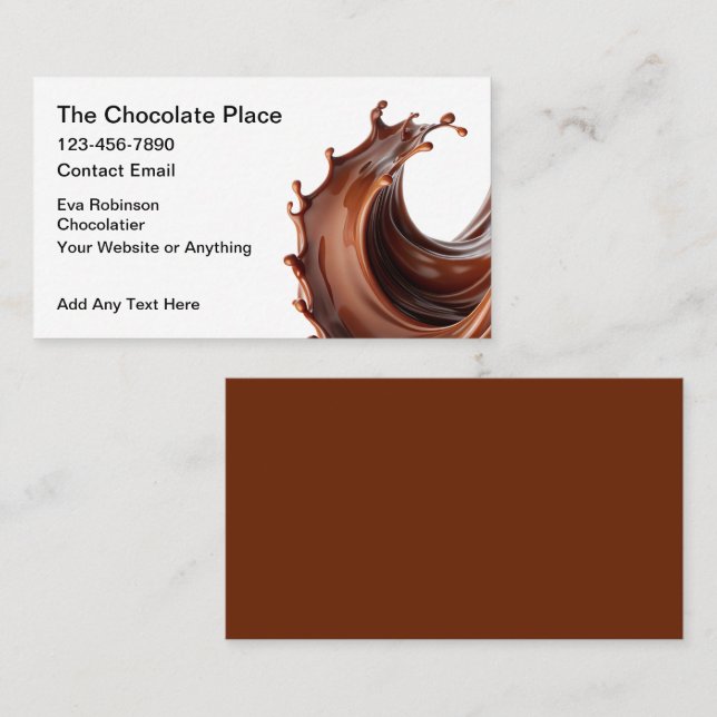 Tema del chocolate Tarjetas de visita simple y mod (Anverso / Reverso)