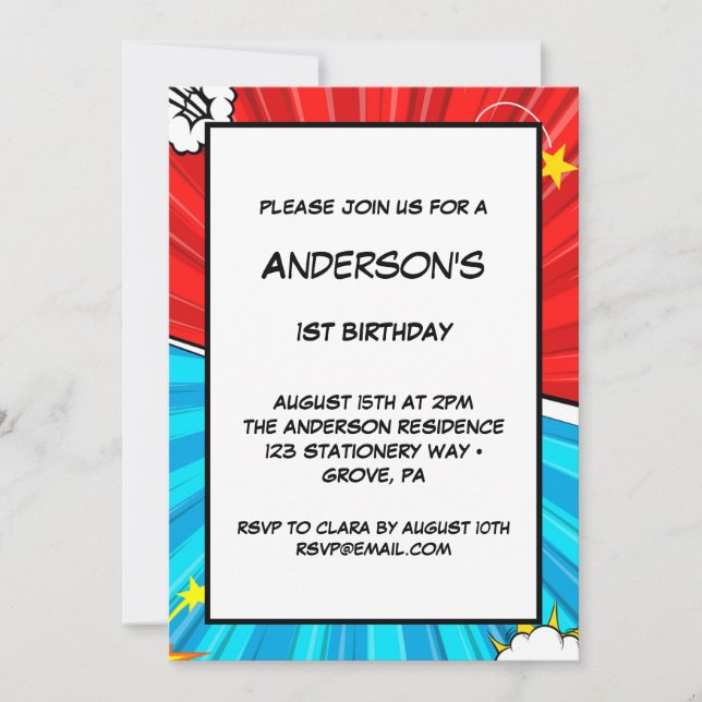 Tema del cómic Invitación al primer cumpleaños (Anverso)