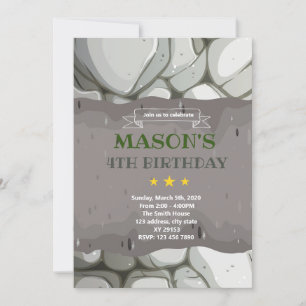 Tema del cumpleaños de rock de piedra Invitación