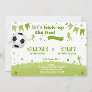 Tema del fútbol Invitación conjunta de cumpleaños