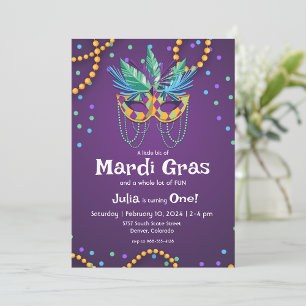 Tema del Mardi Gras Invitación a la Fiesta de Cump