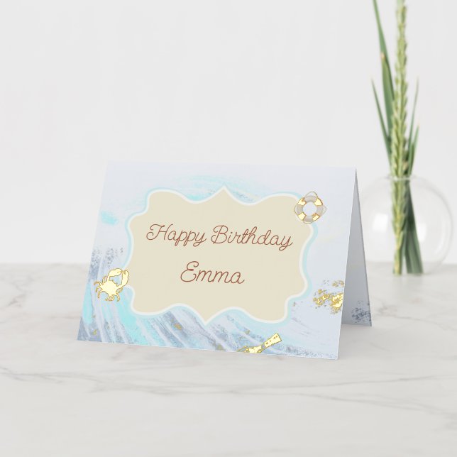 Tema del océano Feliz Cumpleaños Personalizado (Anverso)