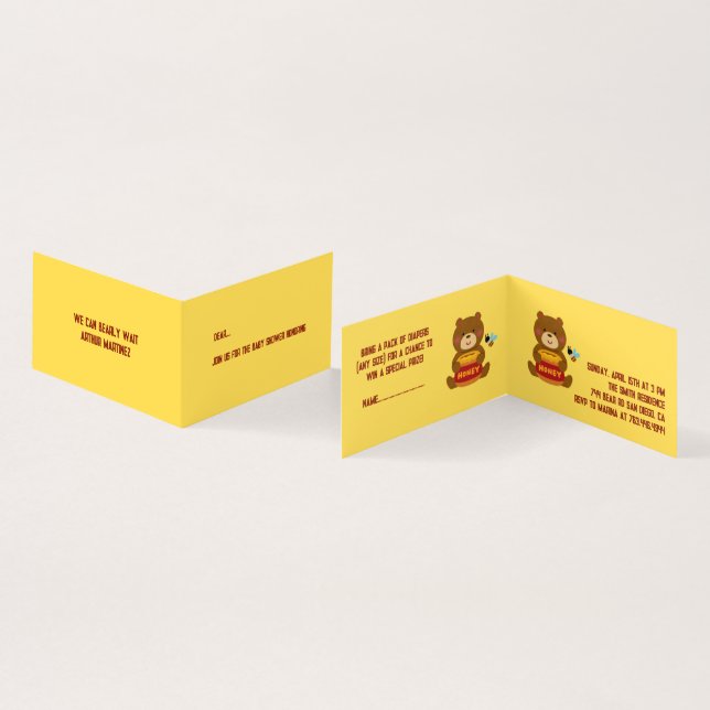 Tema del oso lindo Niño Bebé Invitaciones a la duc (Interior y exterior)