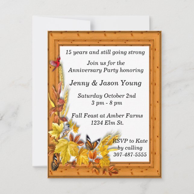 Tema del otoño Invitación al aniversario (Anverso)